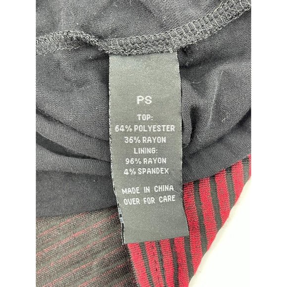 AGB Petite Women's Red Black Striped Lined Knit Shirt Top Shirt Blouse Size PS - Picture 6 of 9